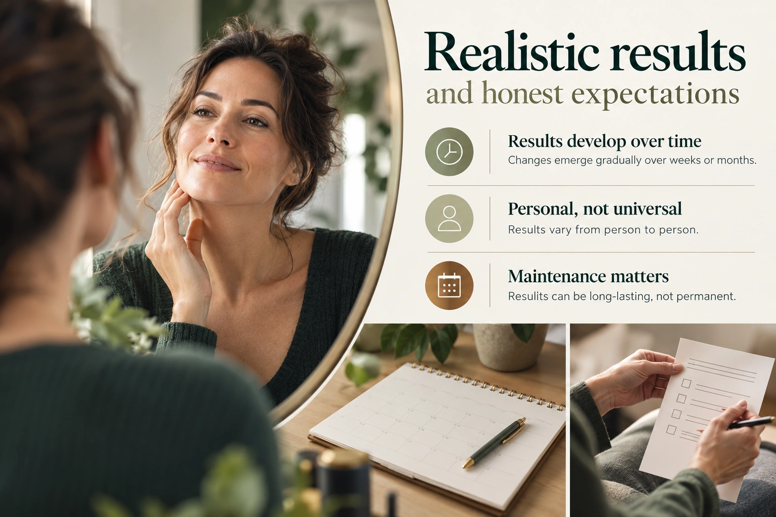 Illustrative infographic: Realistic results and honest expectations