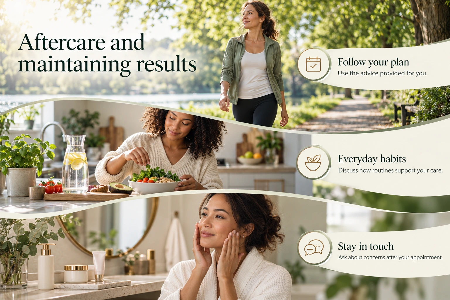 Illustrative infographic: Aftercare and maintaining results