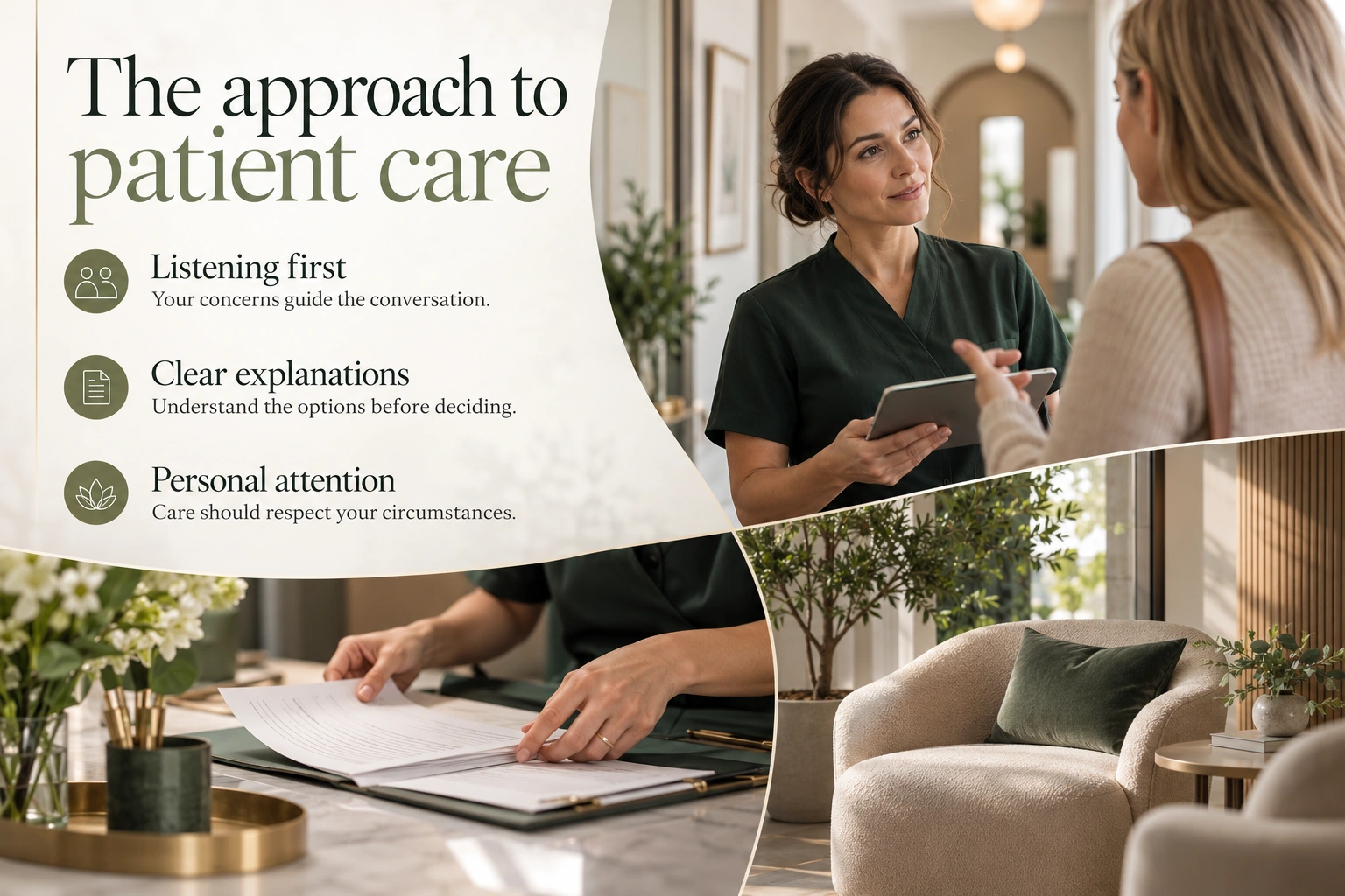 Illustrative infographic: The approach to patient care