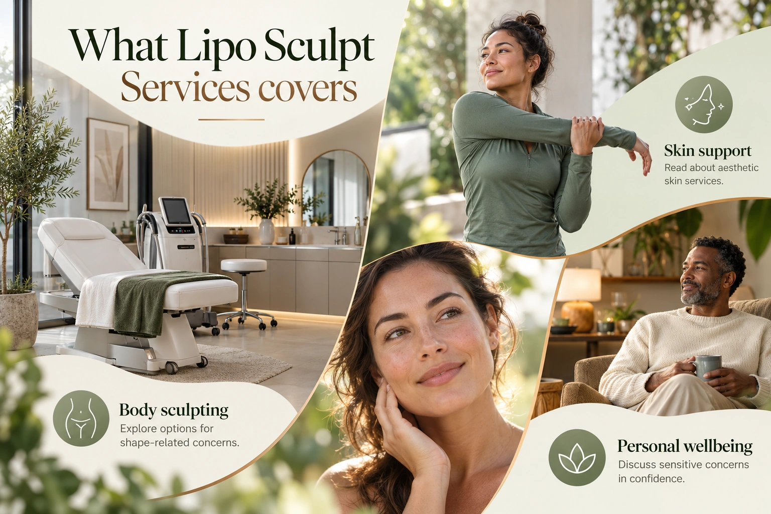 Illustrative infographic: What Lipo Sculpt Services covers