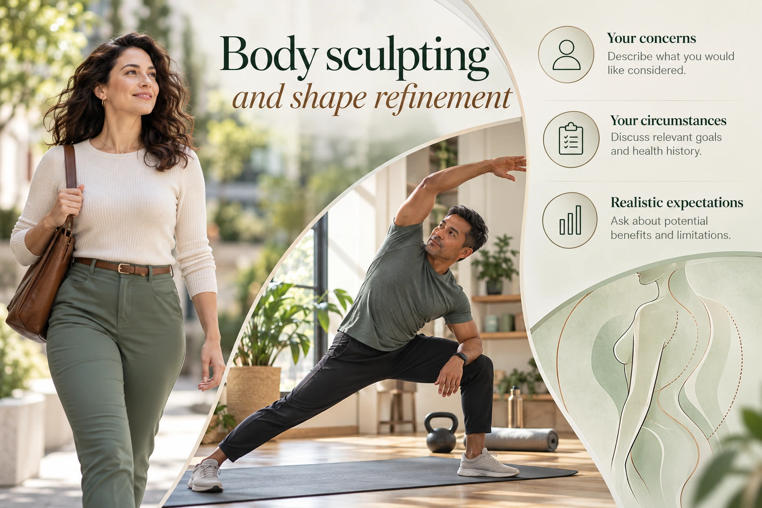 Illustrative infographic: Body sculpting and shape refinement