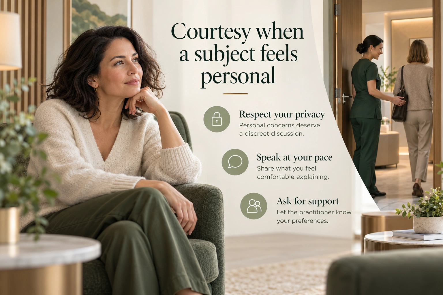 Illustrative infographic: Courtesy when a subject feels personal