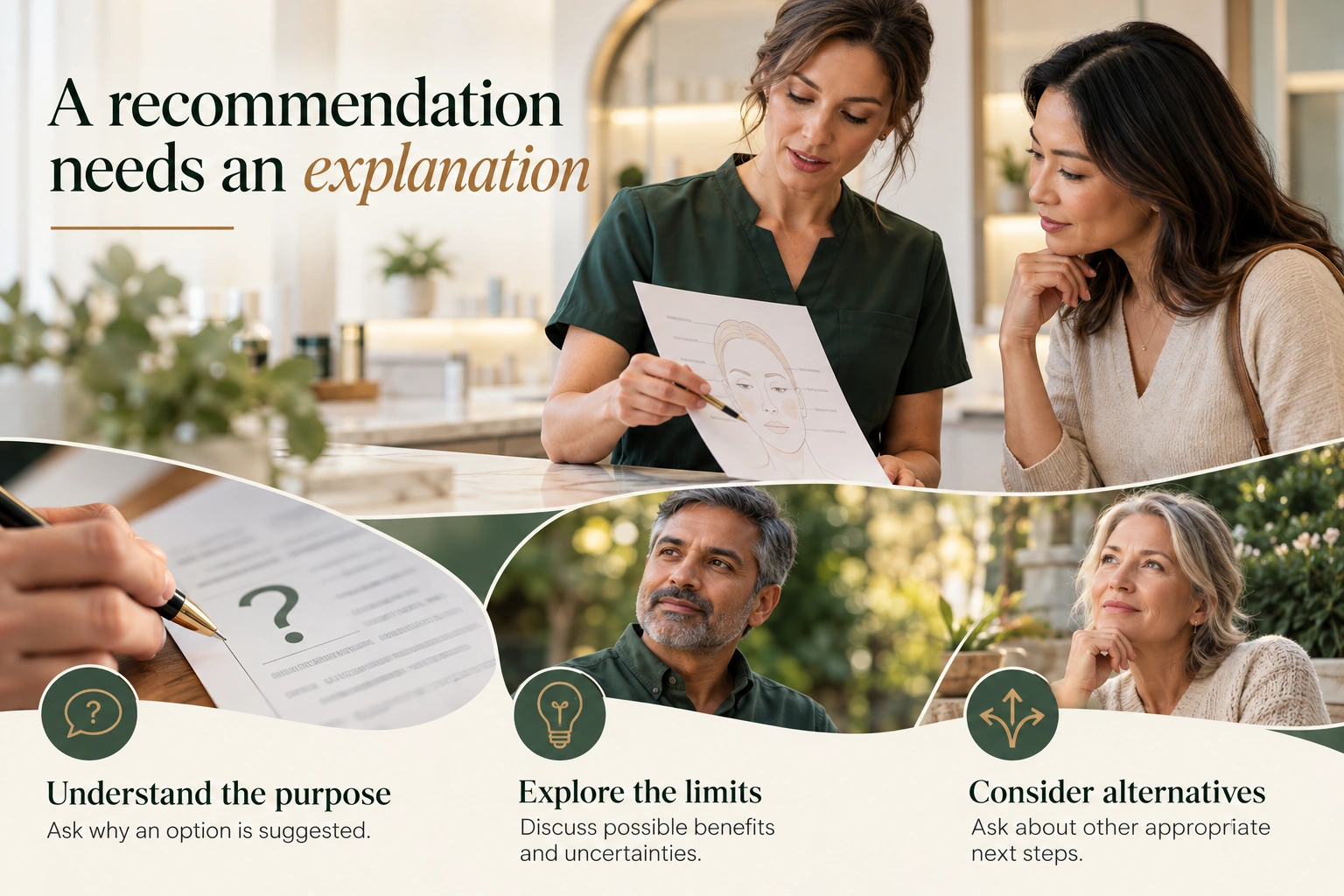 Illustrative infographic: A recommendation needs an explanation