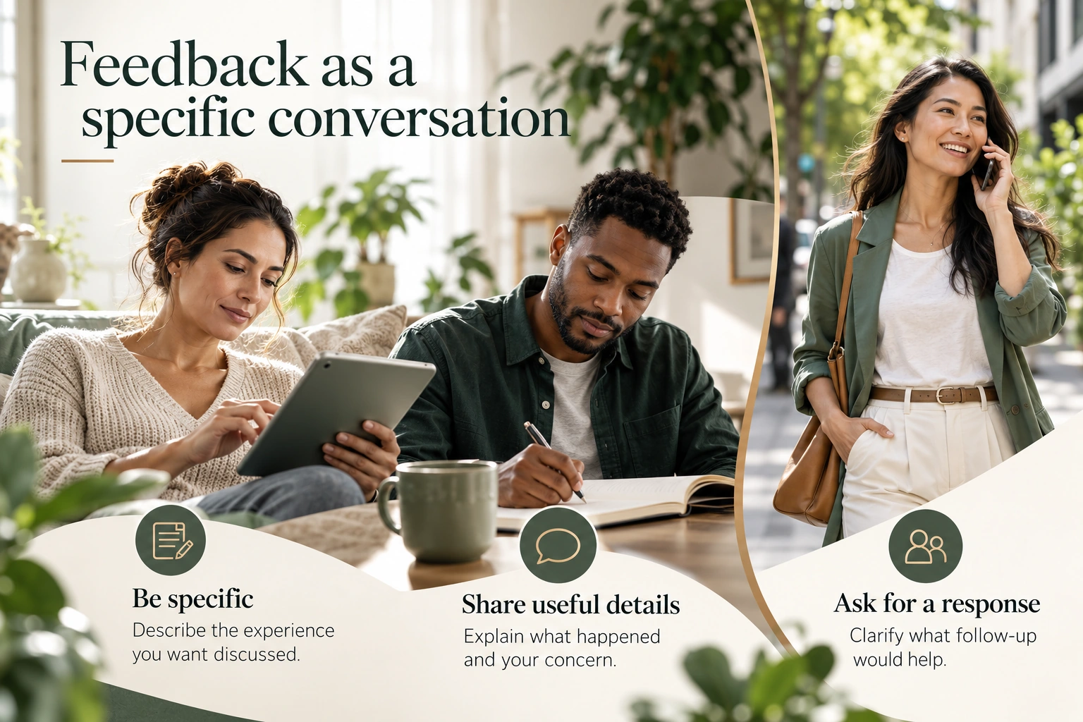 Illustrative infographic: Feedback as a specific conversation