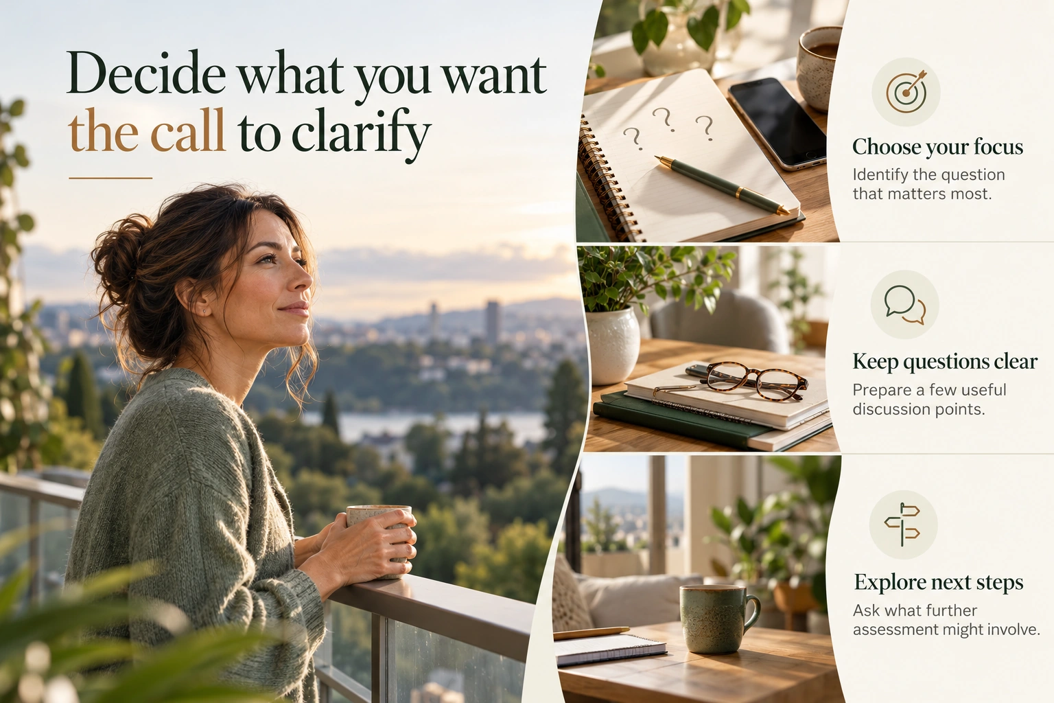 Illustrative infographic: Decide what you want the call to clarify