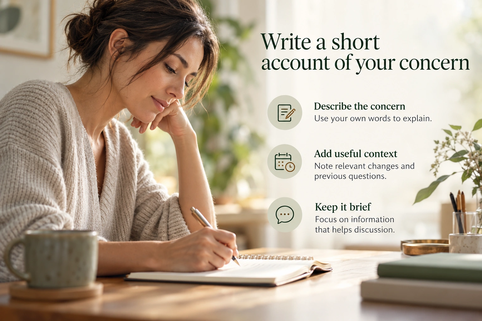 Illustrative infographic: Write a short account of your concern